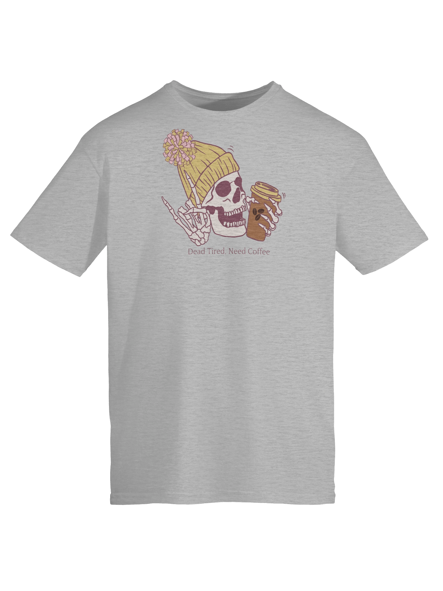 Golden “Dead Tired, Need Coffee.” Skeleton Tee – Light Unisex Softstyle Coffee Lover shirt product image (2)