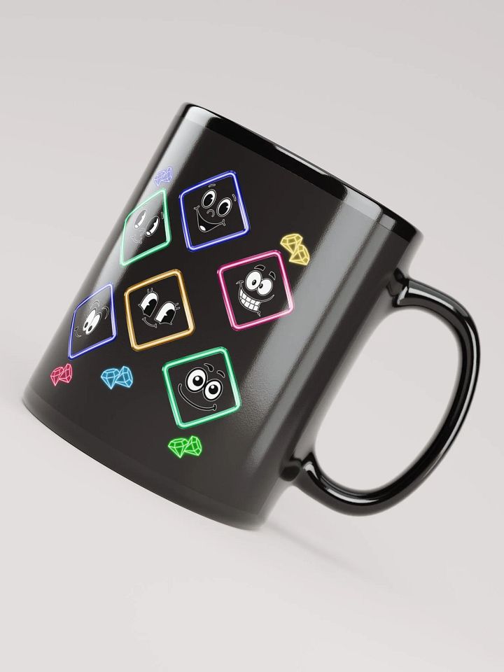 Happy Diamond Faces - Colorful Artistic Black Mug product image (4)