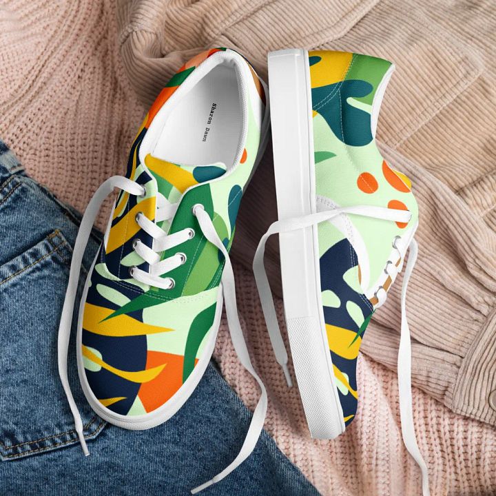 Summer Tropical Splash Men's Lace-Up Canvas Shoes product image (1)
