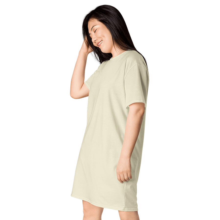 Off White Beige Solid Color Cozy T-Shirt Dress product image (3)