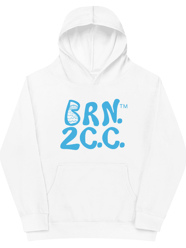 Girls' | BOURNE to Cape Cod™ | DTG Vintage Print | Youth Hooded Fleece Pullover | Cozy Coastal Adventure | Blue Logo product image (1)