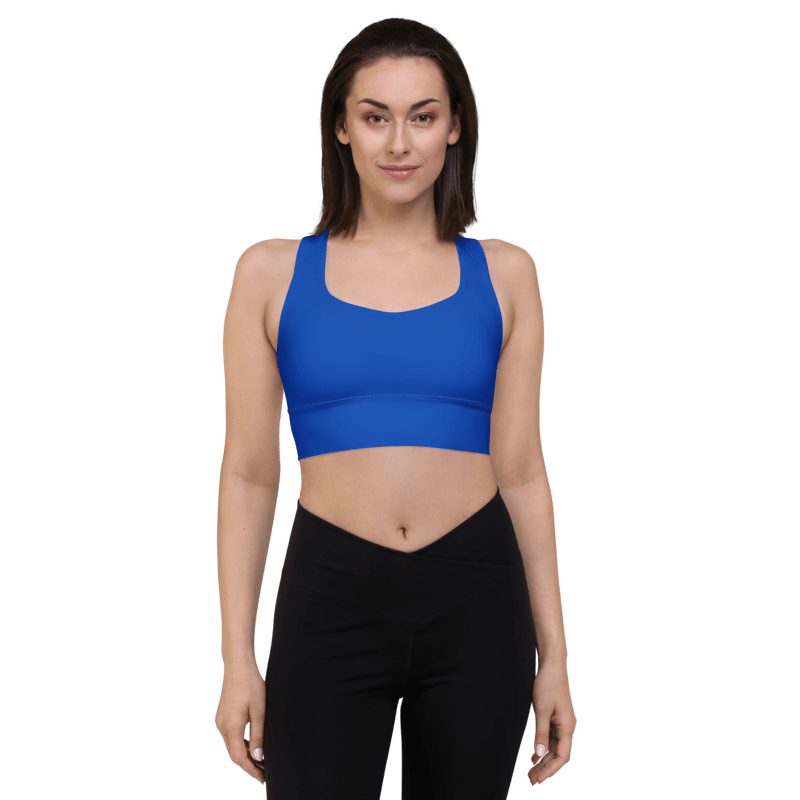 Plain Color Absolute Blue Longline Sports Bra product image (1)