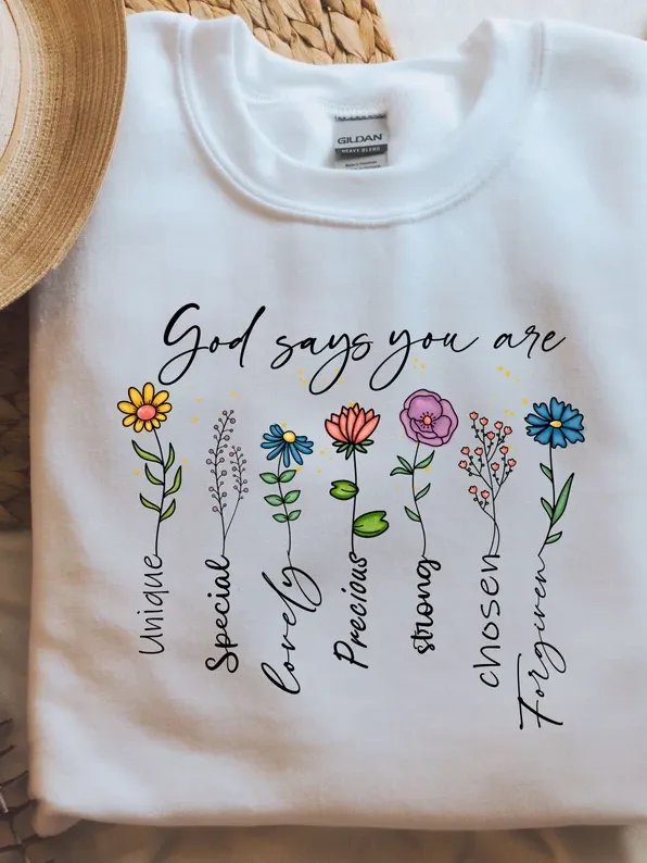 Women's Sweater Autumn Winter Floral Shirts Bible Shirt product image (1)