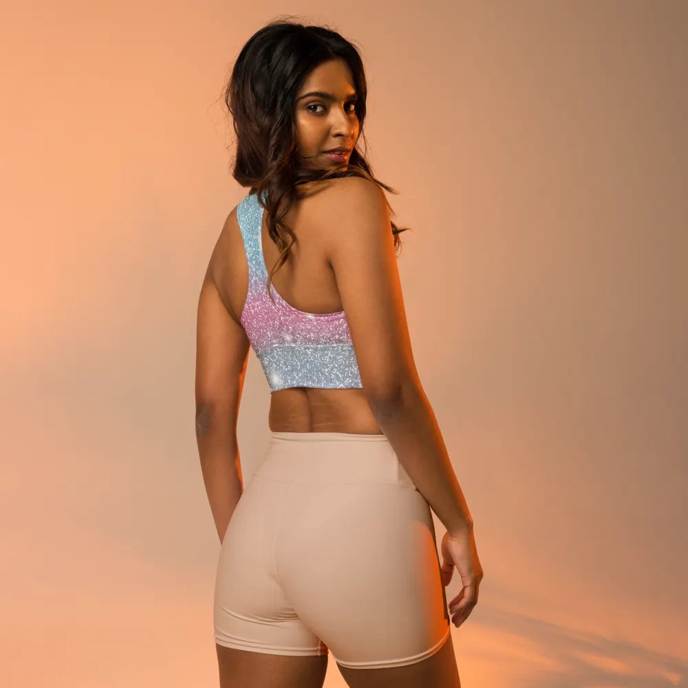 Glitter Unicorn Texture Design Longline Sports Bra - 3 product image (10)