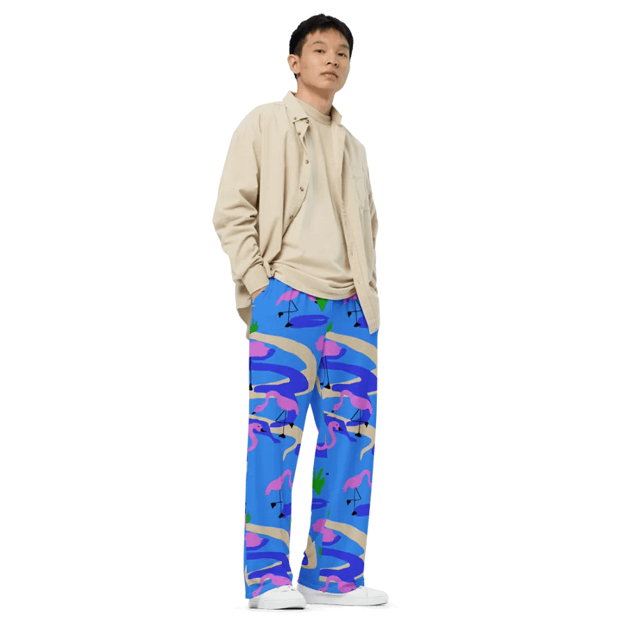 Flamingos Pattern Wideleg Pants product image (3)