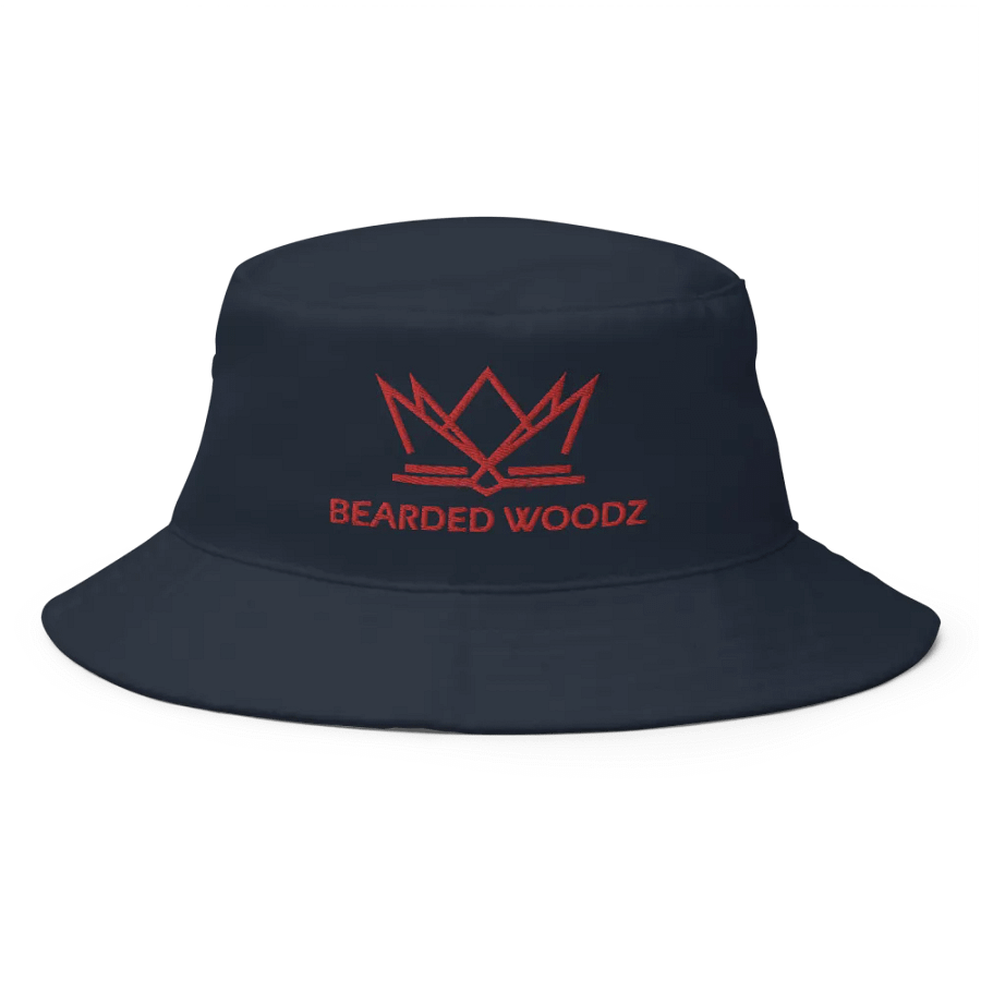 Bearded Woodz Navy Bucket Hat (Red Embroidery) product image (1)
