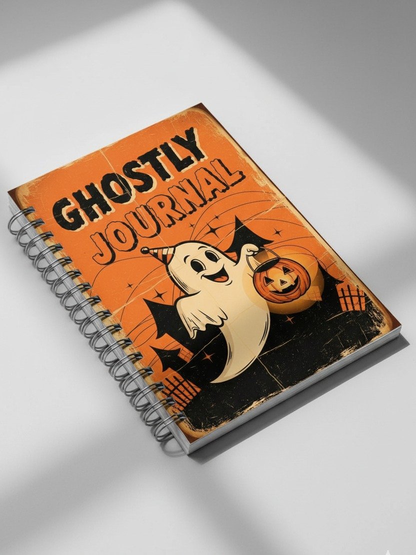 Ghostly Journal | Halloween Journal Cover | Spooky Planner | Printable Notebook Cover | Retro Halloween Printable Art | DIY Journal | product image (2)
