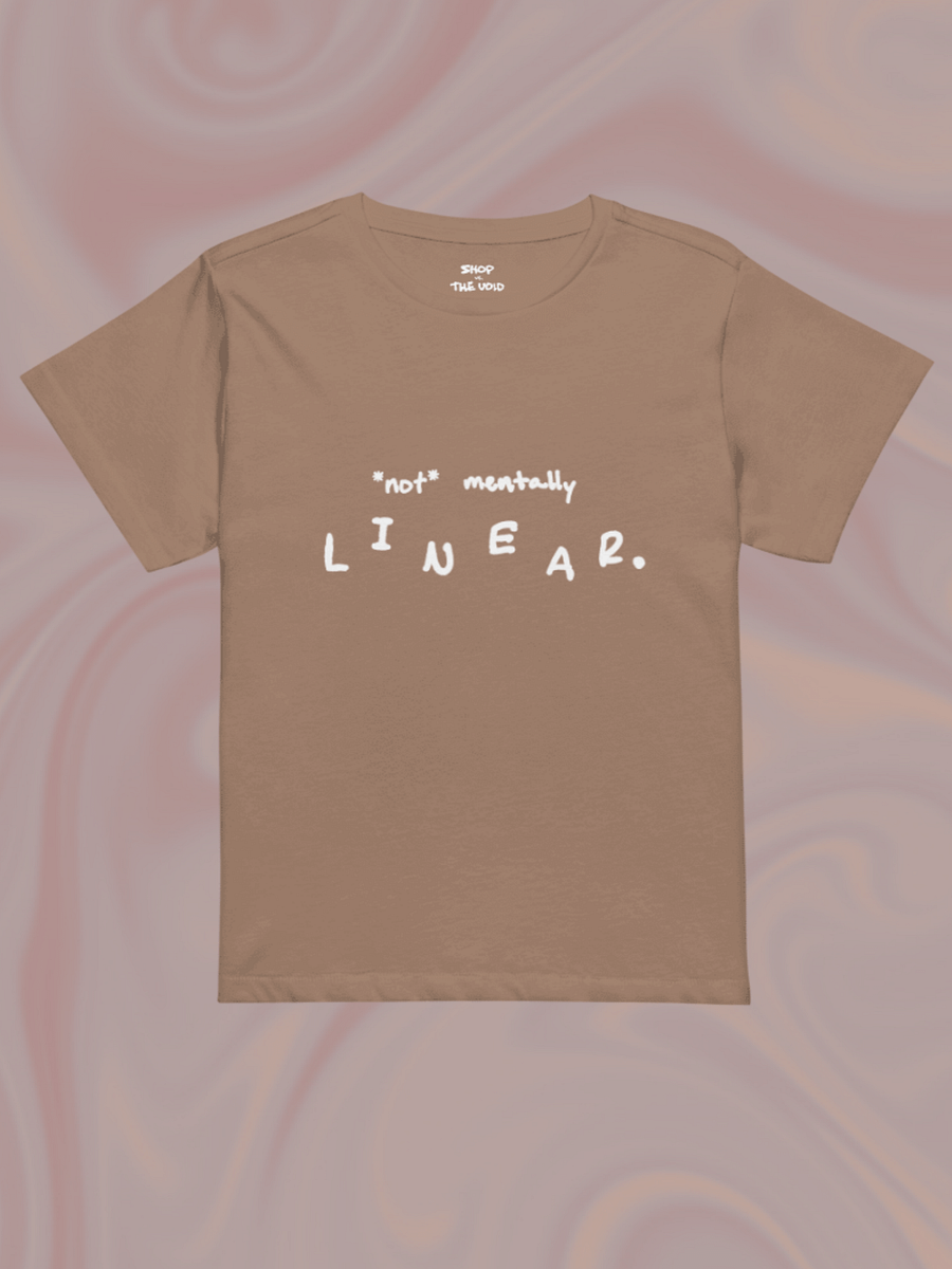 *not* mentally linear. (white) printed waist-length tee product image (1)