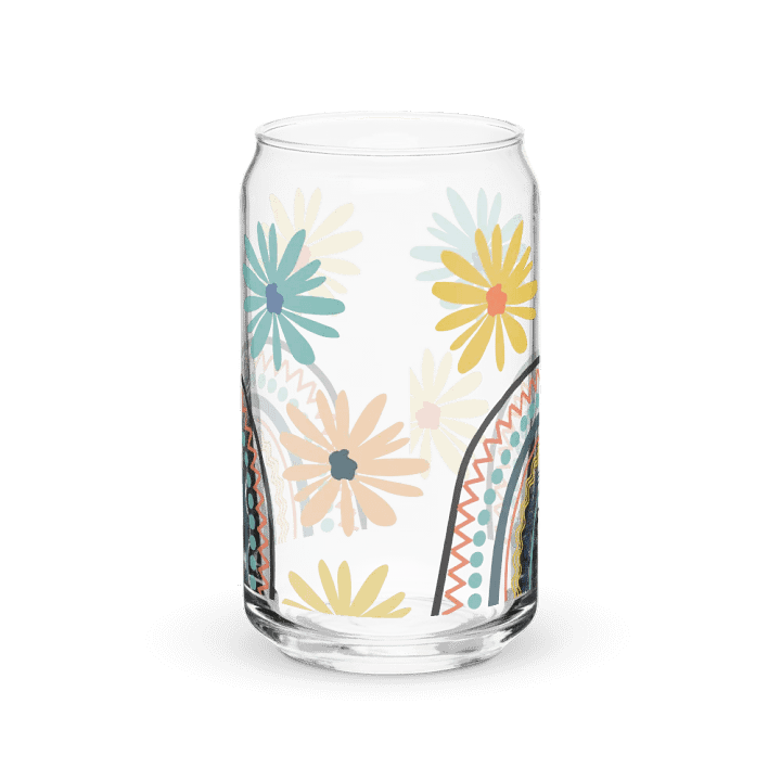 Rainbow Blooms Glass Can product image (1)