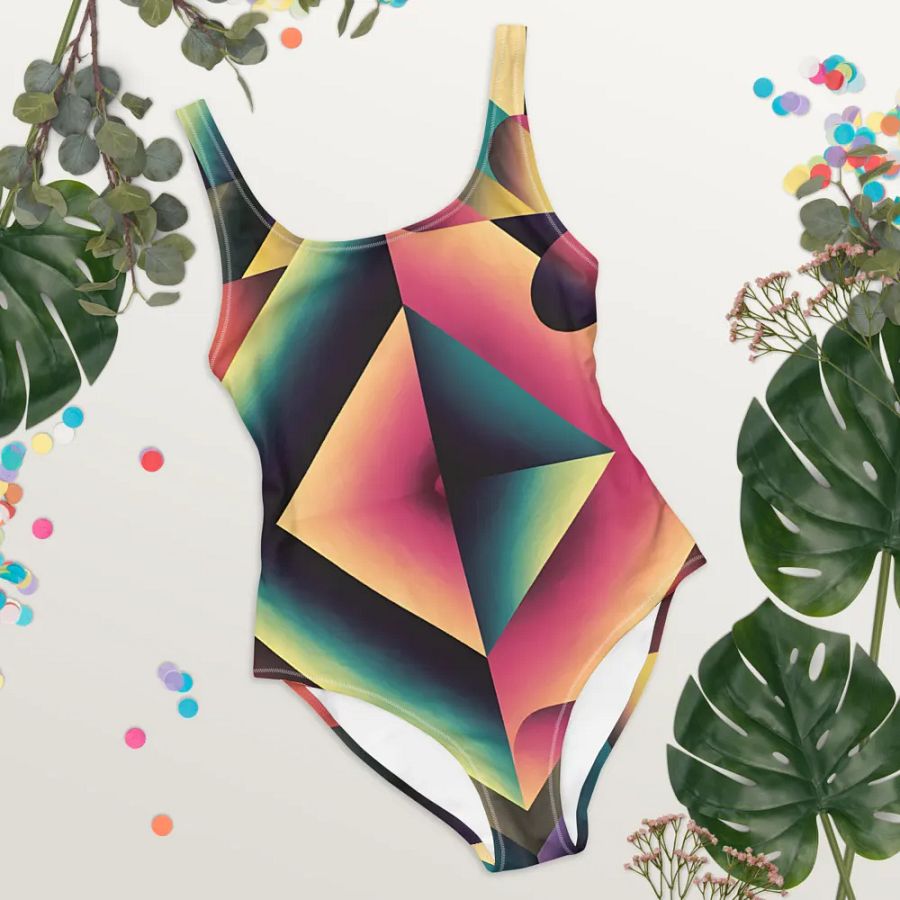 Abstract Lithographic Pattern Design one piece Swimsuit - V7 product image (8)