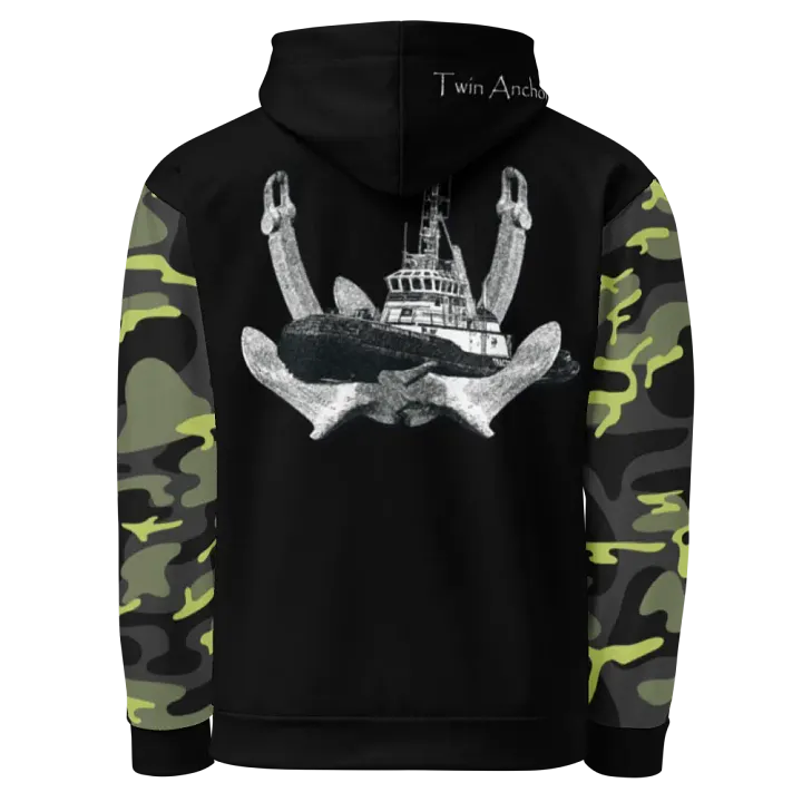 Camouflage & Black Twin Anchor Marco tug Hoodie product image (1)