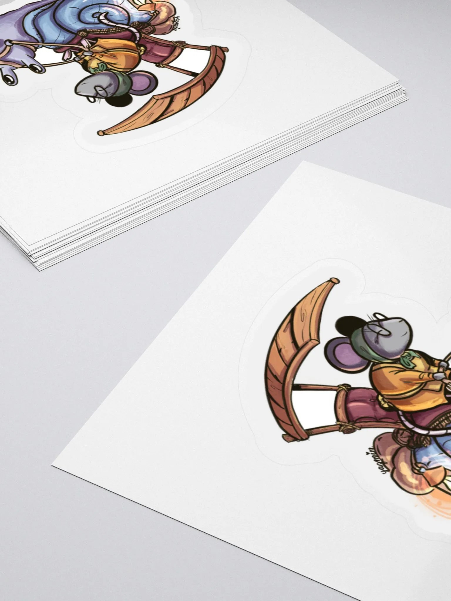 Grandma Mouse Riding Snail- Whimsical Fantasy Sticker product image (5)