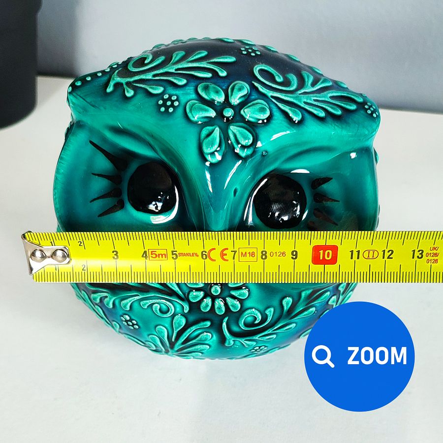 Ceramic turquoise owl — handmade pottery, handmade ceramic, home decor, handmade gift, Turkish ceramic product image (8)