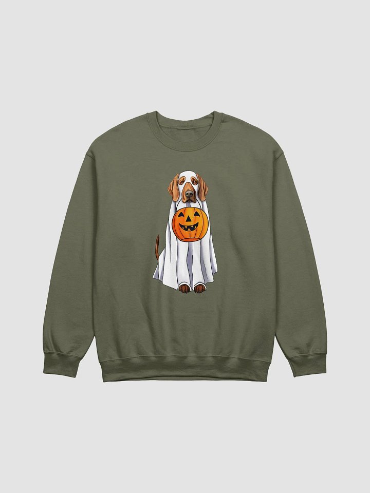 Redbone Coonhound Halloween Sweatshirt | Funny Fall and Halloween Coonhound Wearing Ghost Costume with Pumpkin Basket product image (1)