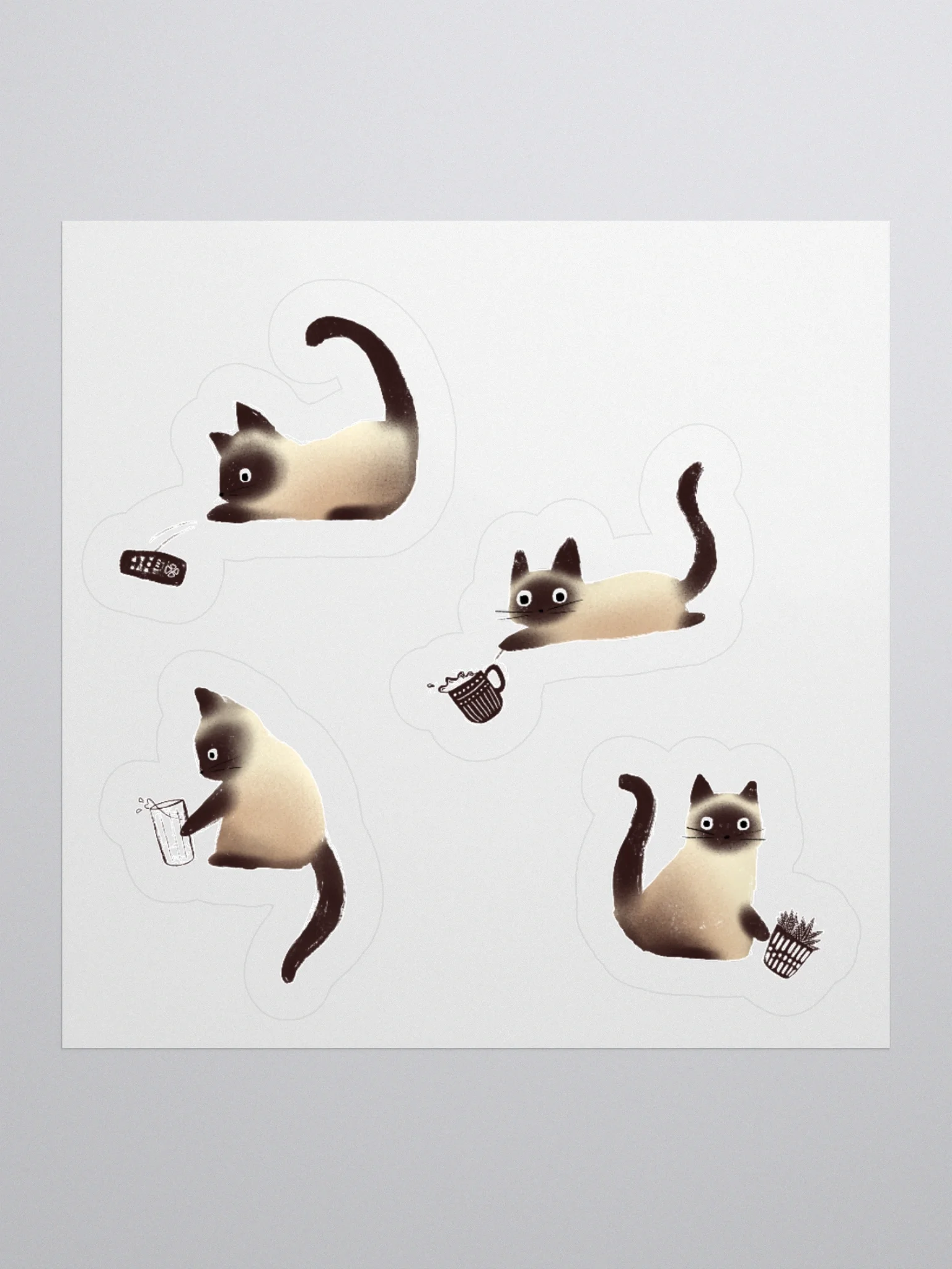 Bad Siamese Cats Knocking Stuff Over Stickers product image (4)