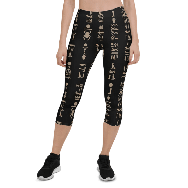 Isis Black Hieroglyphs All-Over Print Capri Leggings product image (1)