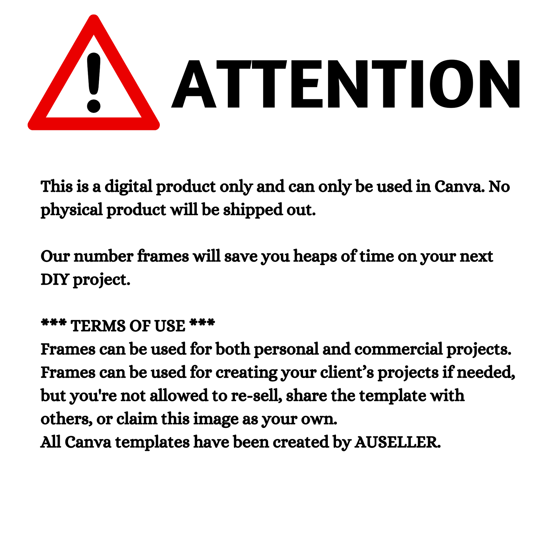 All Digits (1, 2, 3, 4, 5, 6, 7, 8, 9, 0) Number Frames Canva Template product image (10)