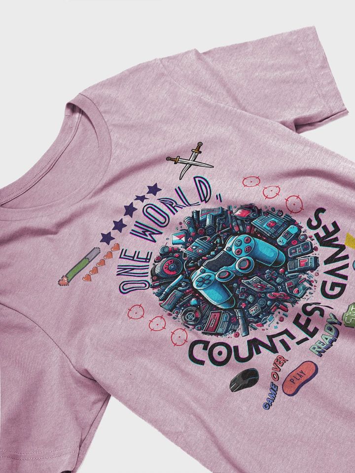 ONE WORLD, COUNTLESS GAMES, Gaming design -Bella+Canvas Supersoft T-Shirt product image (2)