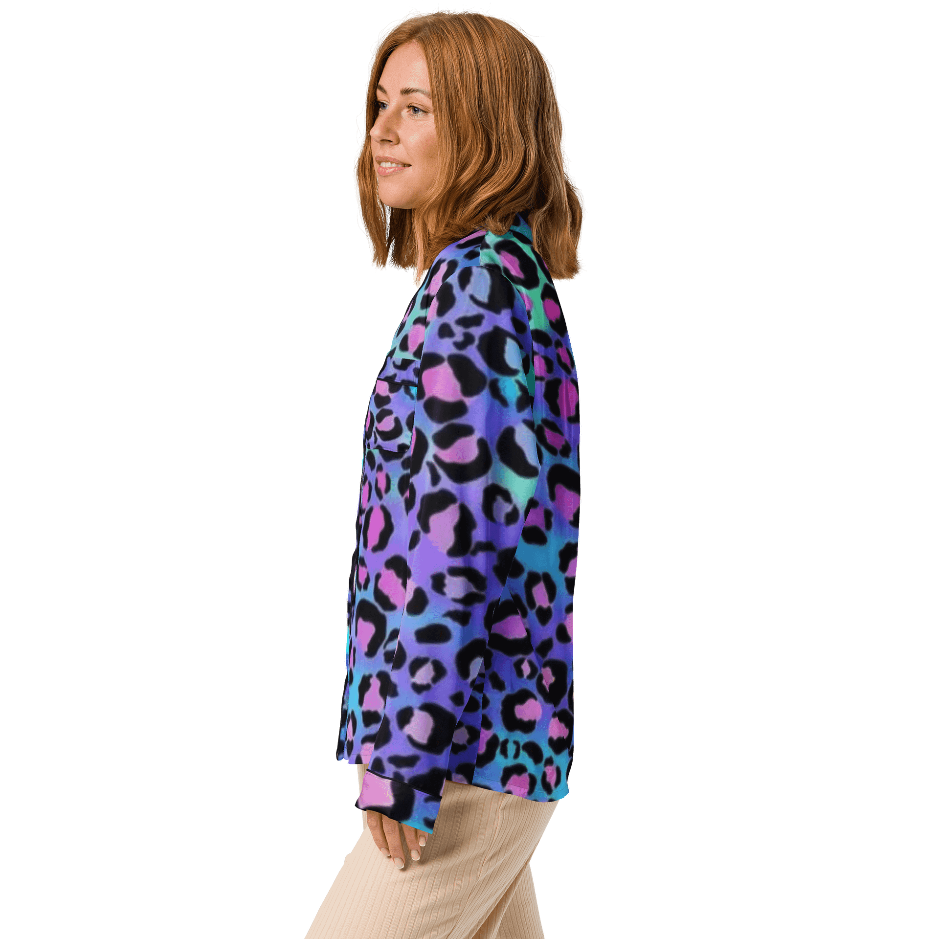 Leopard Neon Long-Sleeve Pajama Top — Wild Glow in Every Dream product image (4)