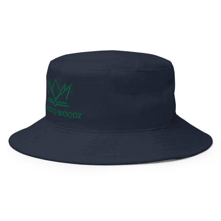 Bearded Woodz Navy Bucket Hat (Green Embroidery) product image (2)
