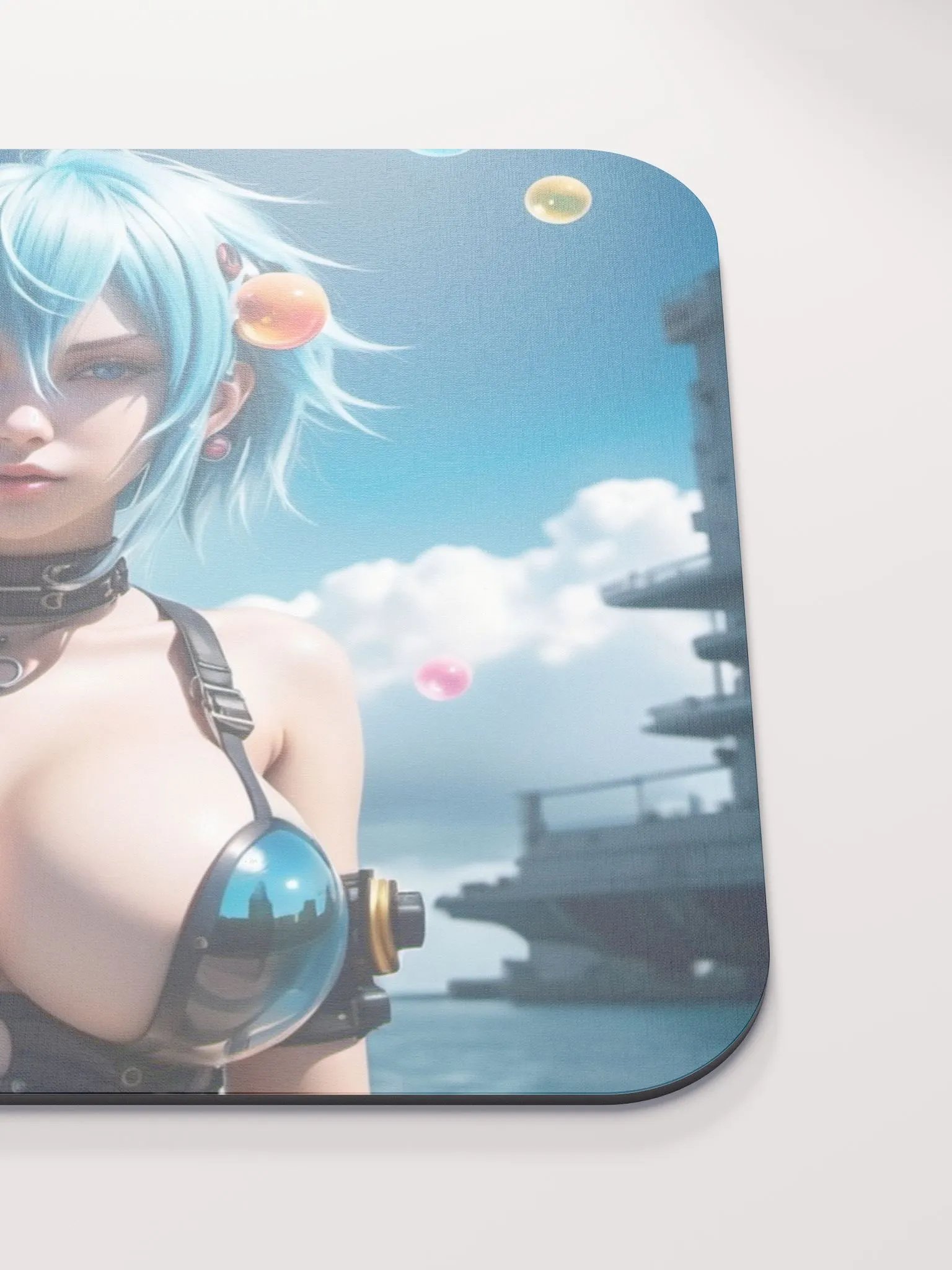 Futuristic Blue Hair Anime Mouse Pad product image (6)
