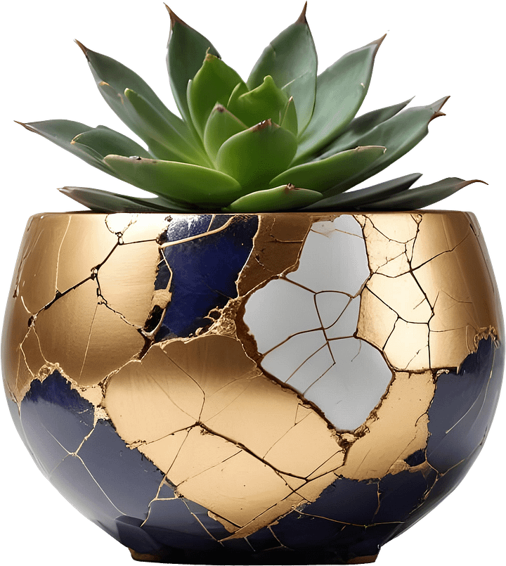 Kintsugi Brilliance – Succulent Design PNG product image (1)
