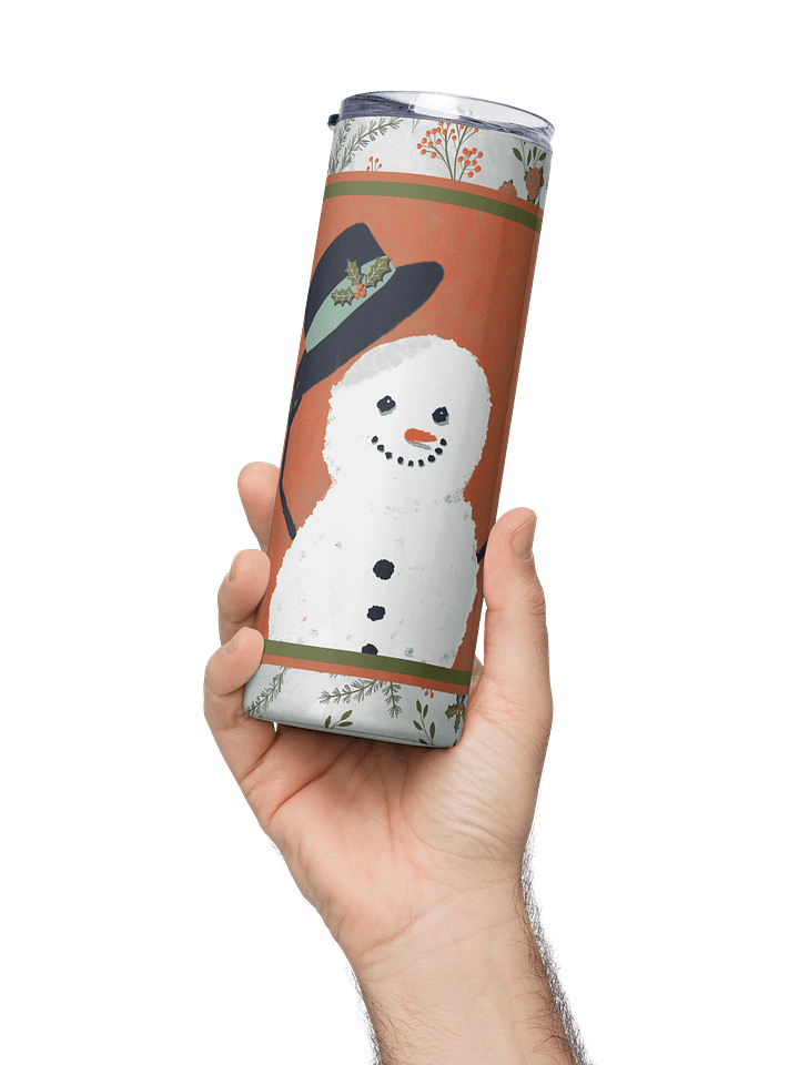 “Snowman Hello” 20-Ounce Stainless Steel Tumbler with Straw product image (2)