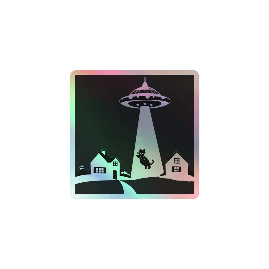UFO and Cat Holographic Sticker product image (1)