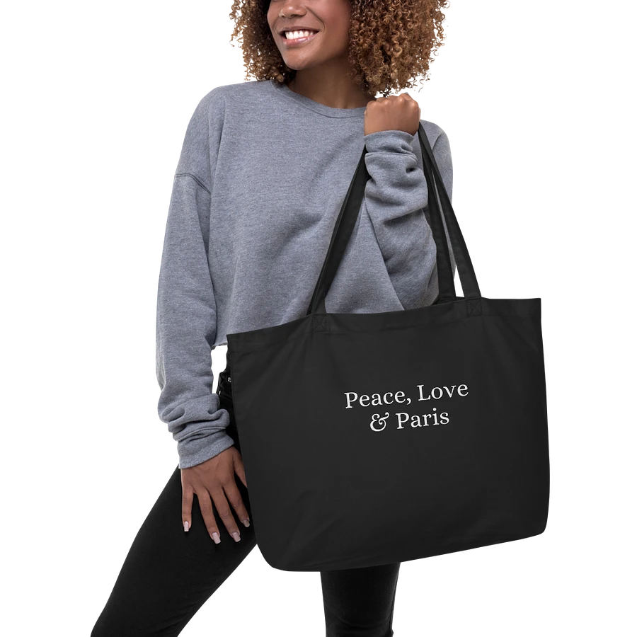 Peace, Love and Paris Organic Tote Bag Black product image (1)