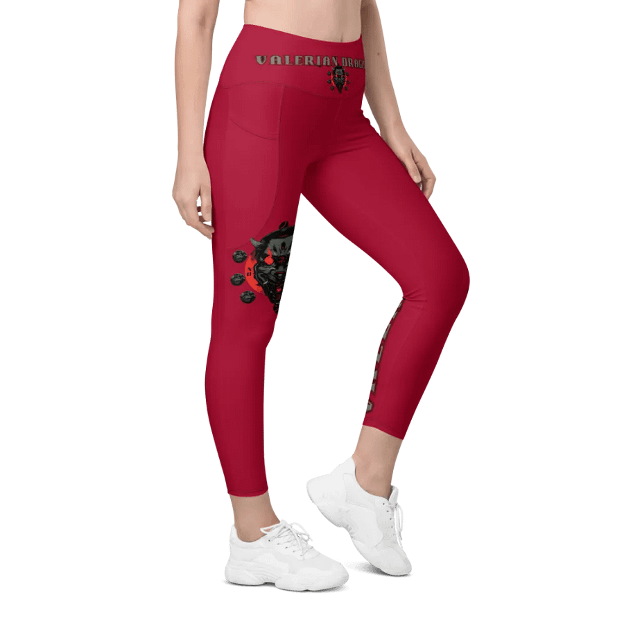 RED demon soul square up women's pocket leggings product image (6)
