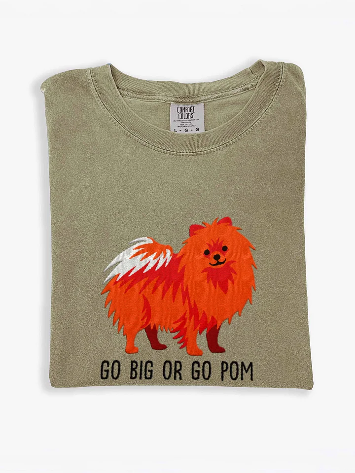 Go Big or Go Pom T-Shirt(Embroidered) of a Pomeranian(Red) product image (1)