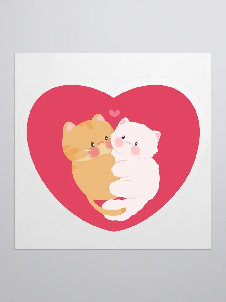 Heart Orange & White Cat Vinyl Sticker product image (1)