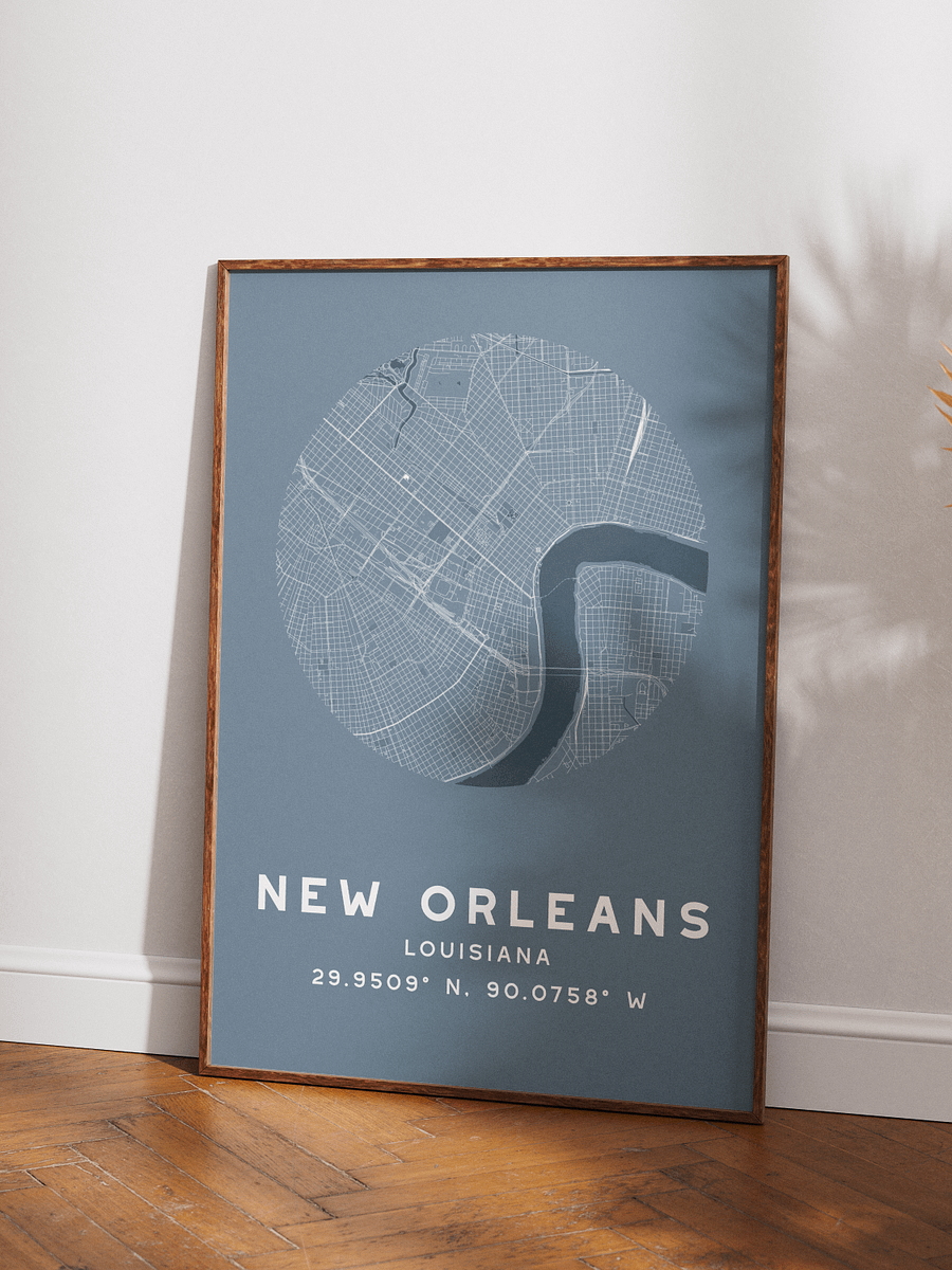 New Orleans Street Map Poster – Blue Minimalist Circular City Art product image (3)