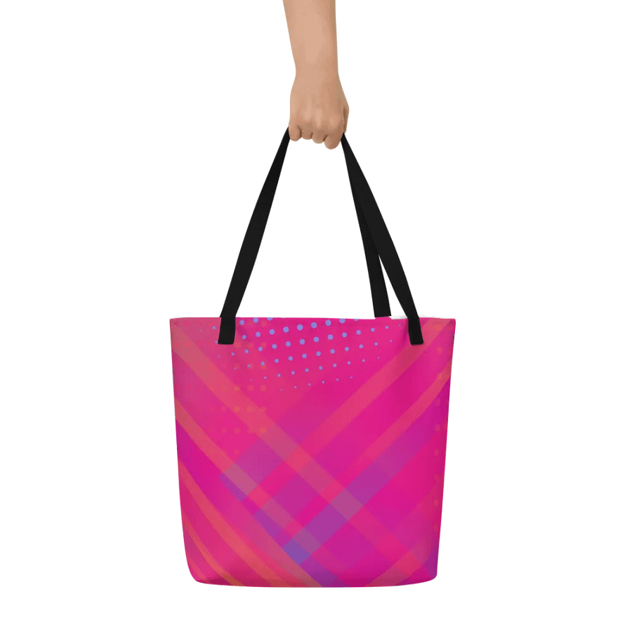bold pink tote bag geometric design for a striking lady product image (7)