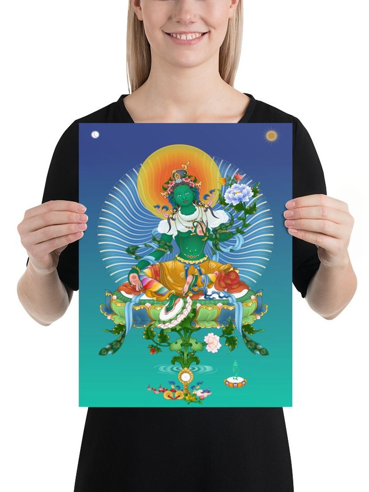 Green Tara thankga canvas print product image (10)