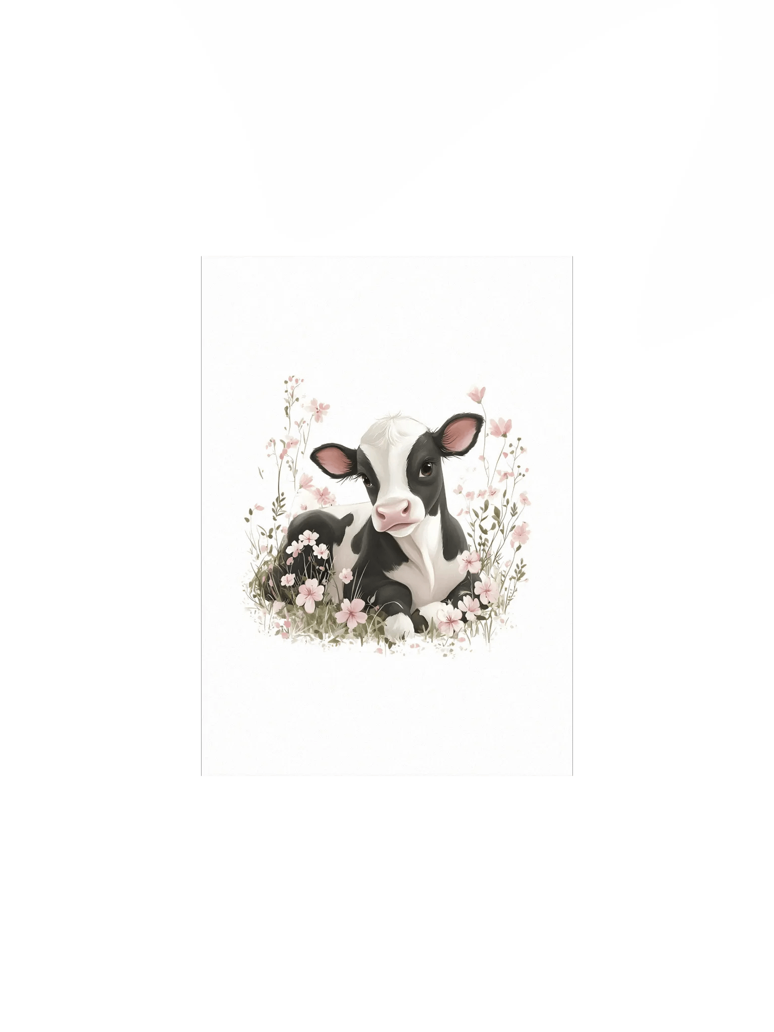 Holstein Cow in Pink Florals Farm Print product image (1)