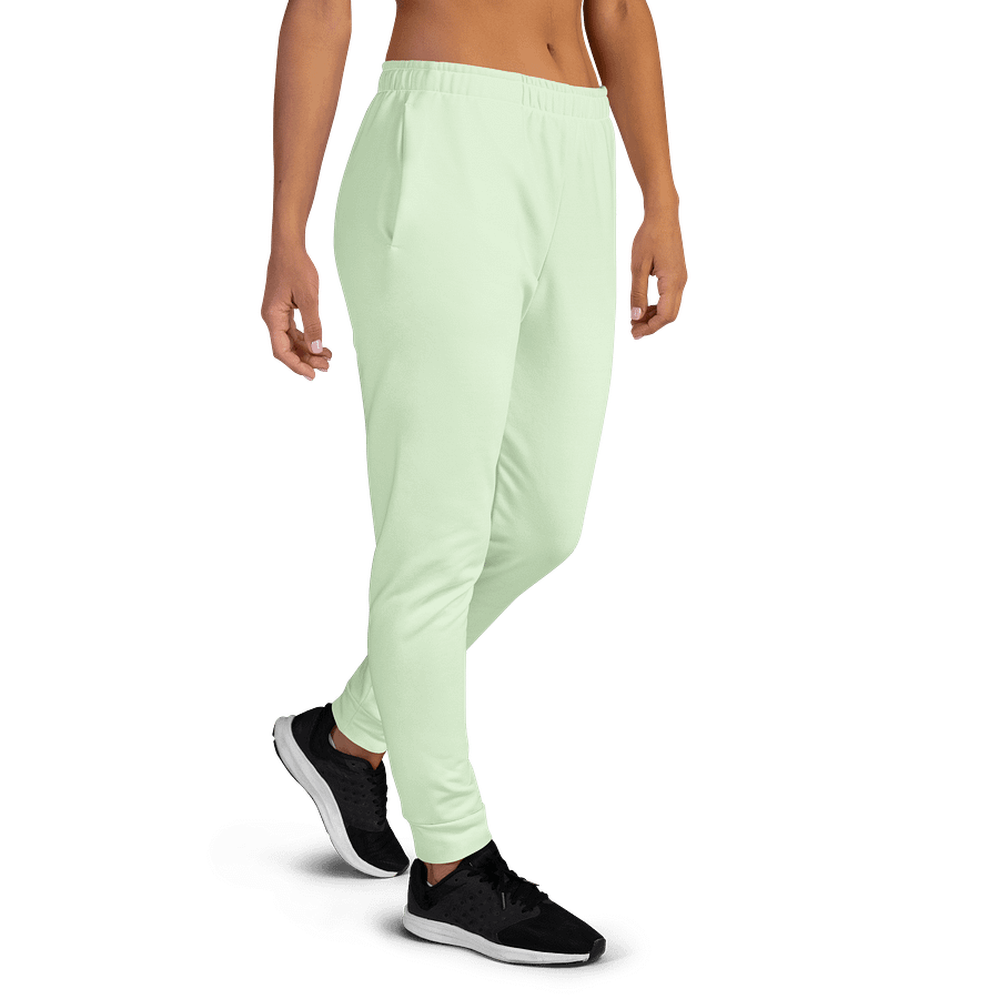 Pastel Mint Green Solid Color Women's Fleece Sweatpants product image (4)