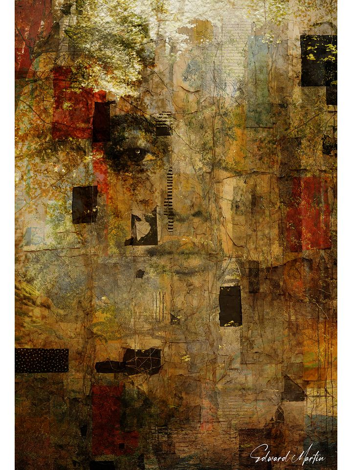'Withdrawal' by Edward Martin: Mixed Media Collage:Earthy Collage Art Print product image (1)