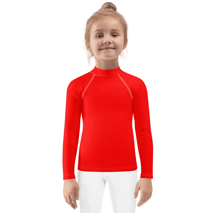 Kids Plain Color Red Rash Guard product image (1)