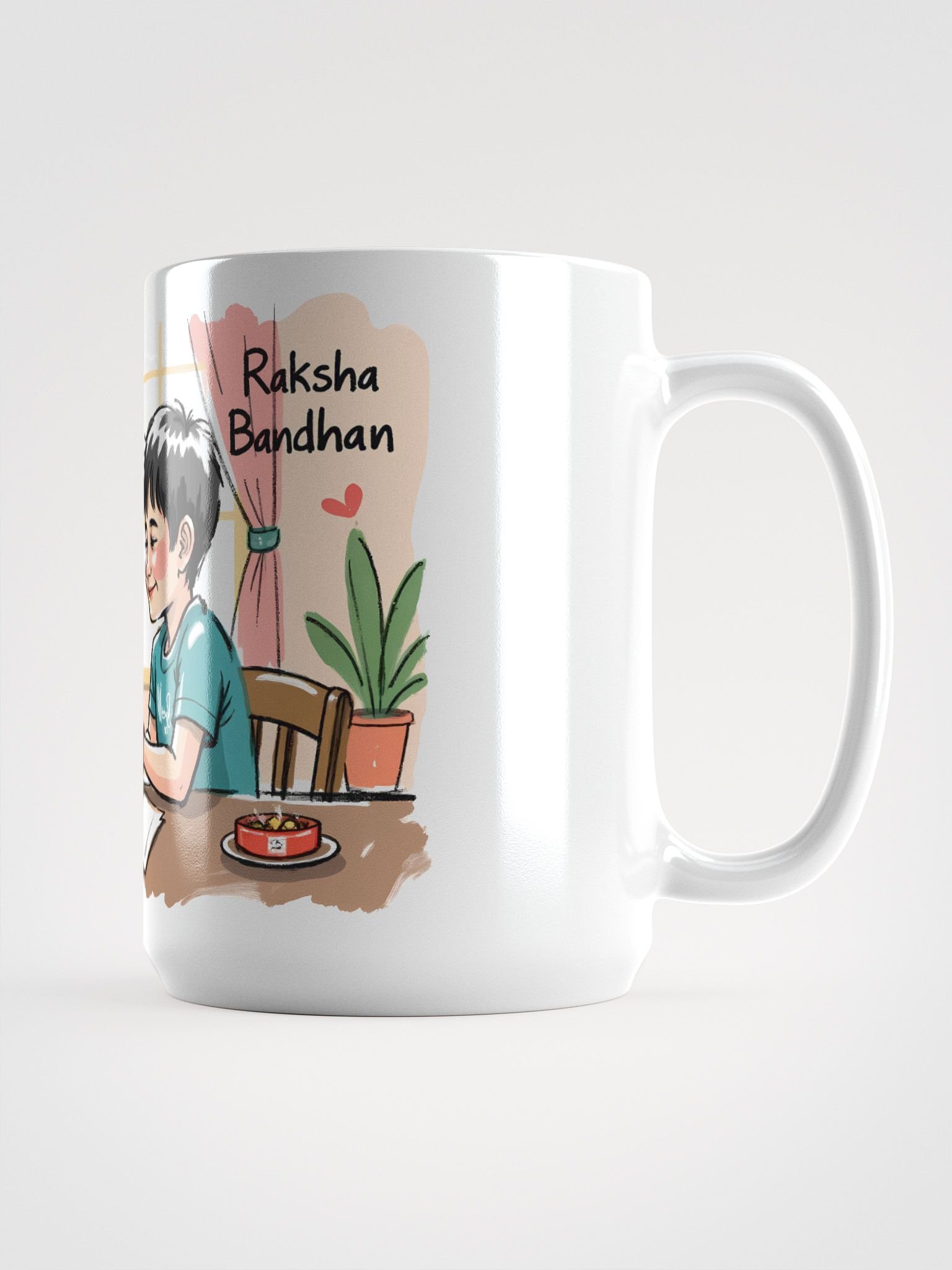 Sister-Brother Bond: Heartwarming Raksha Bandhan Art Glossy Mug product image (1)