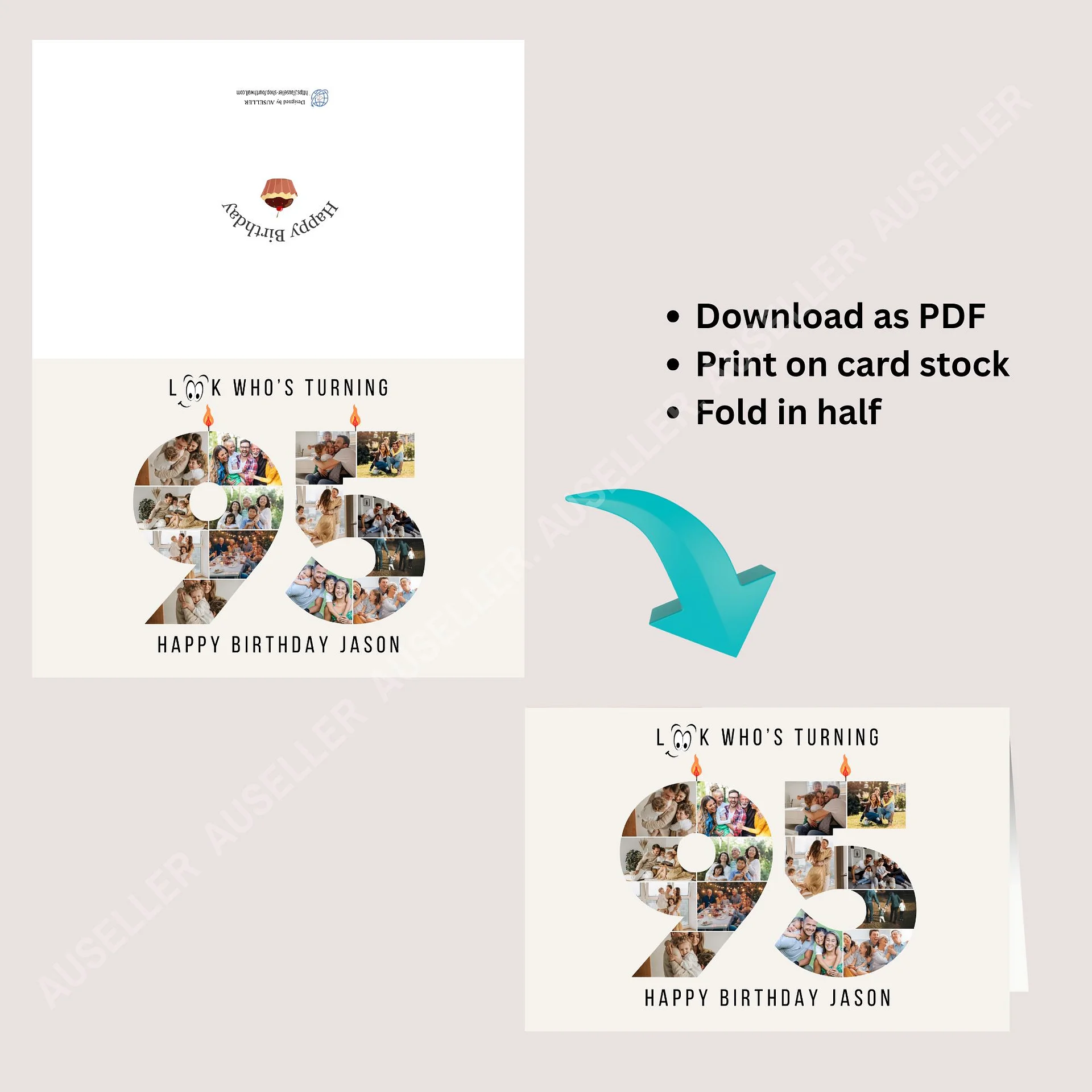 95th Birthday Number Photo Card Canva Template product image (8)