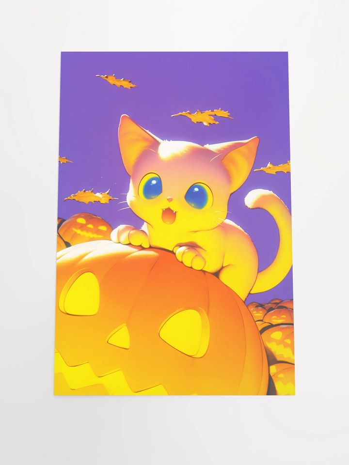 Smiling Kitten on Pumpkin Poster product image (1)