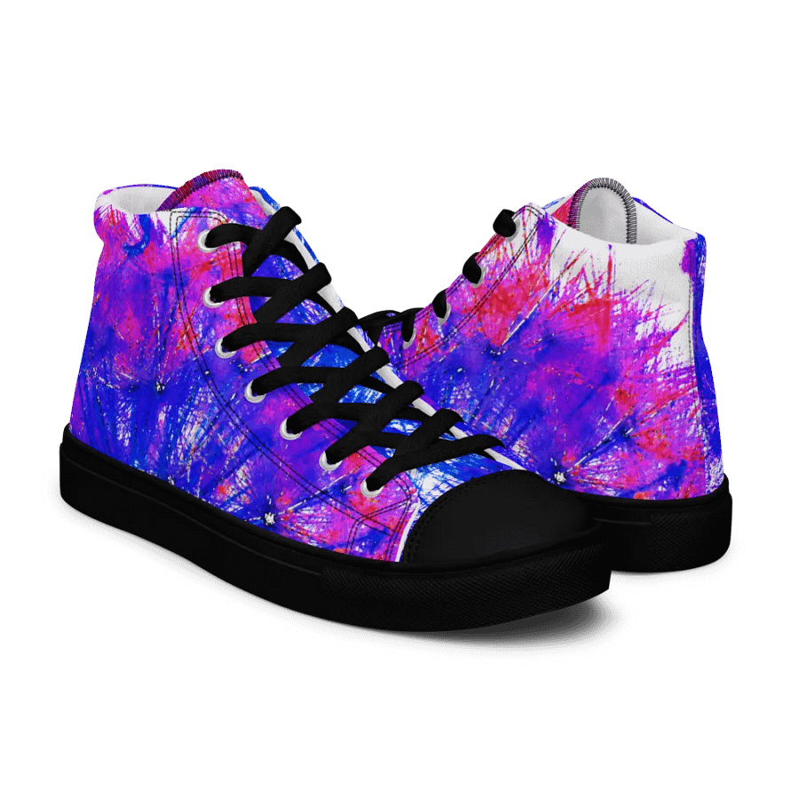 Abstract Bright Neon Dandelion Seeds Women's Canvas High Top Shoes product image (11)