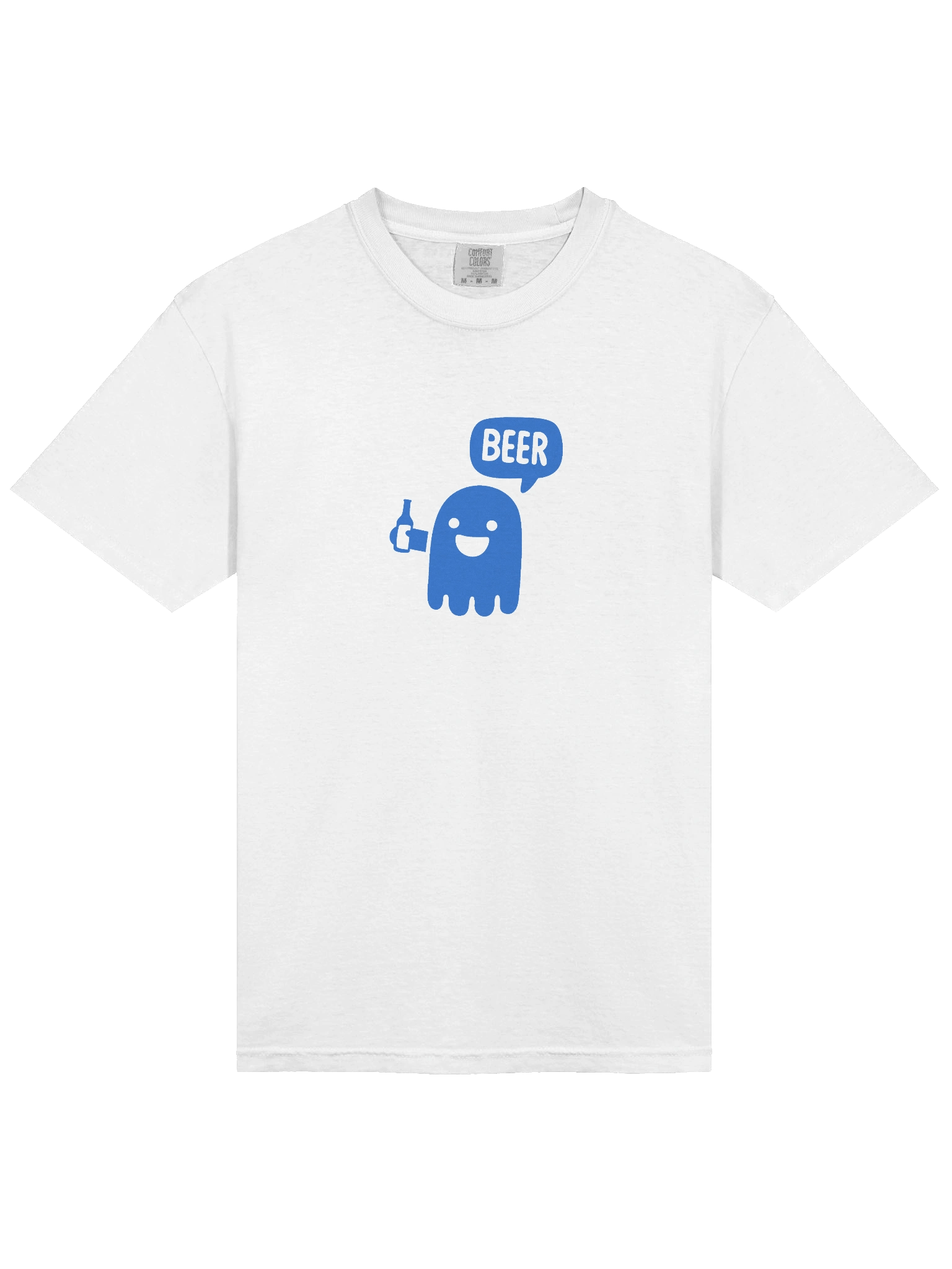 Funny Blue Ghost Beer Graphic T-Shirt – Bold Front Print Tee with Drinking Ghost Design product image (3)