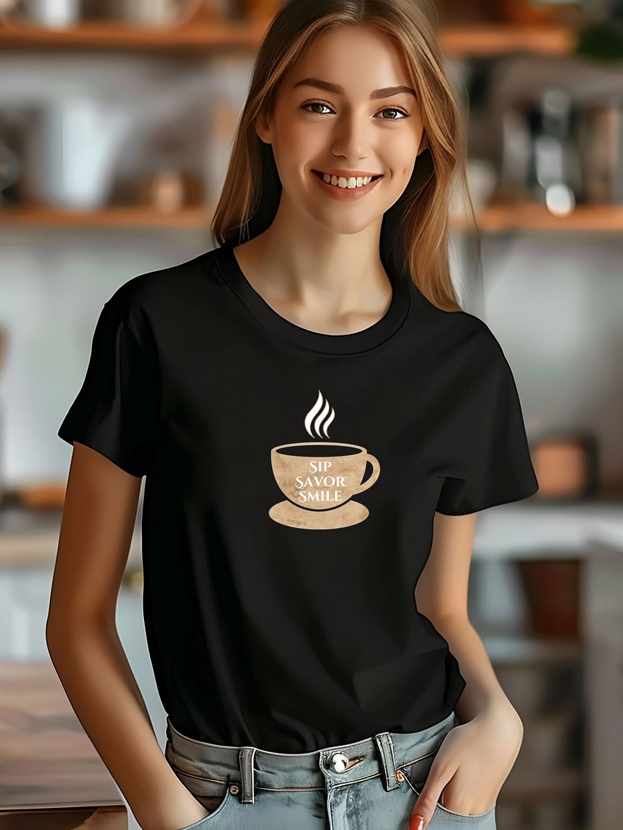 Sip Savor Smile Marble Coffee Cup Tee product image (1)