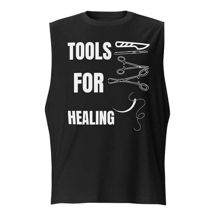 scalpel, suture needle, and forceps muscle tank product image (1)