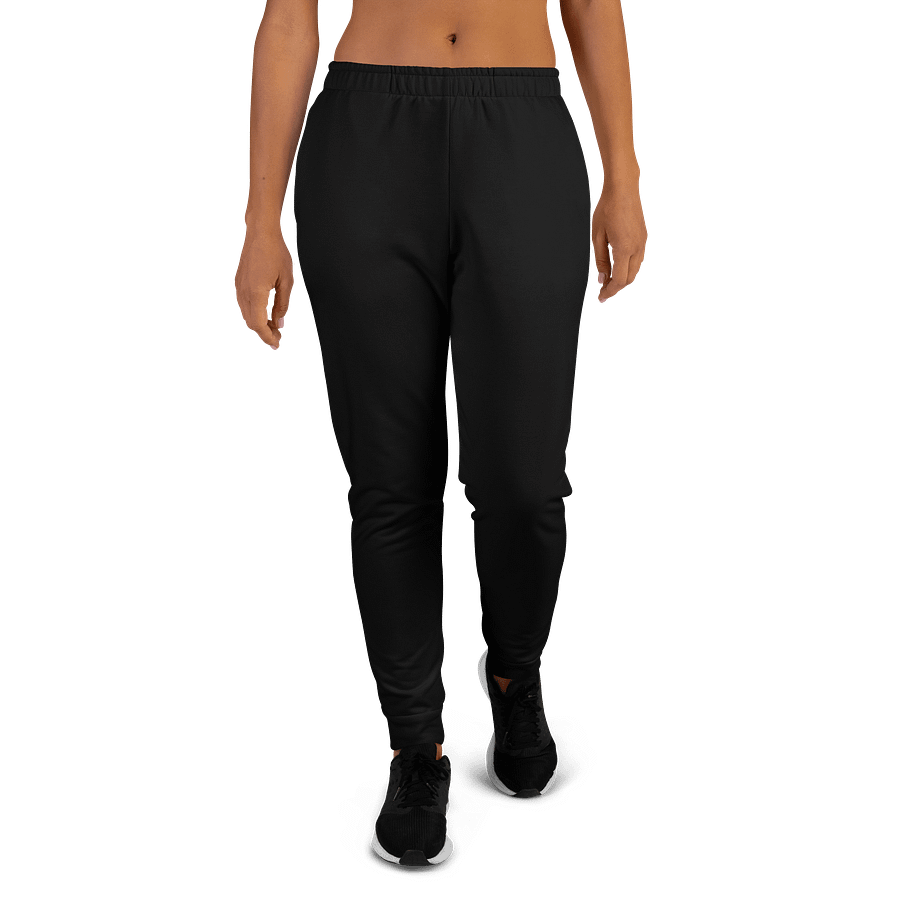 Black Solid Color Women's Fleece Sweatpants product image (2)