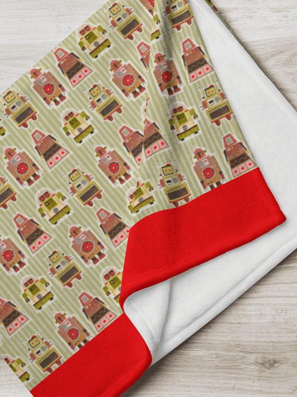 Atomic Robot Party - Blanket Green Stripes and Red product image (1)