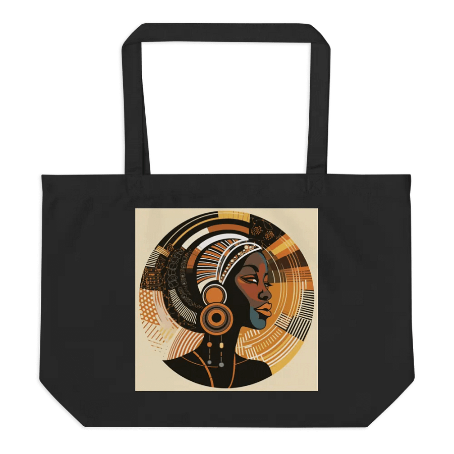African Queen Tote Bag, Ethnic Art, Elegant Black Shopper, Reusable Grocery Bag, Unique Gift Idea, Fashion Accessory product image (1)