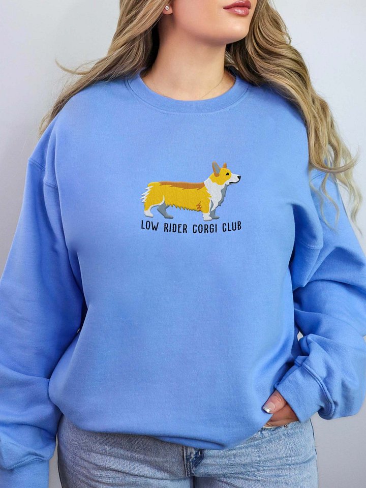 Low Rider Corgi Club Sweatshirt (Embroidered) of a Pembroke Welsh Corgi(Lemon/Fawn) product image (2)